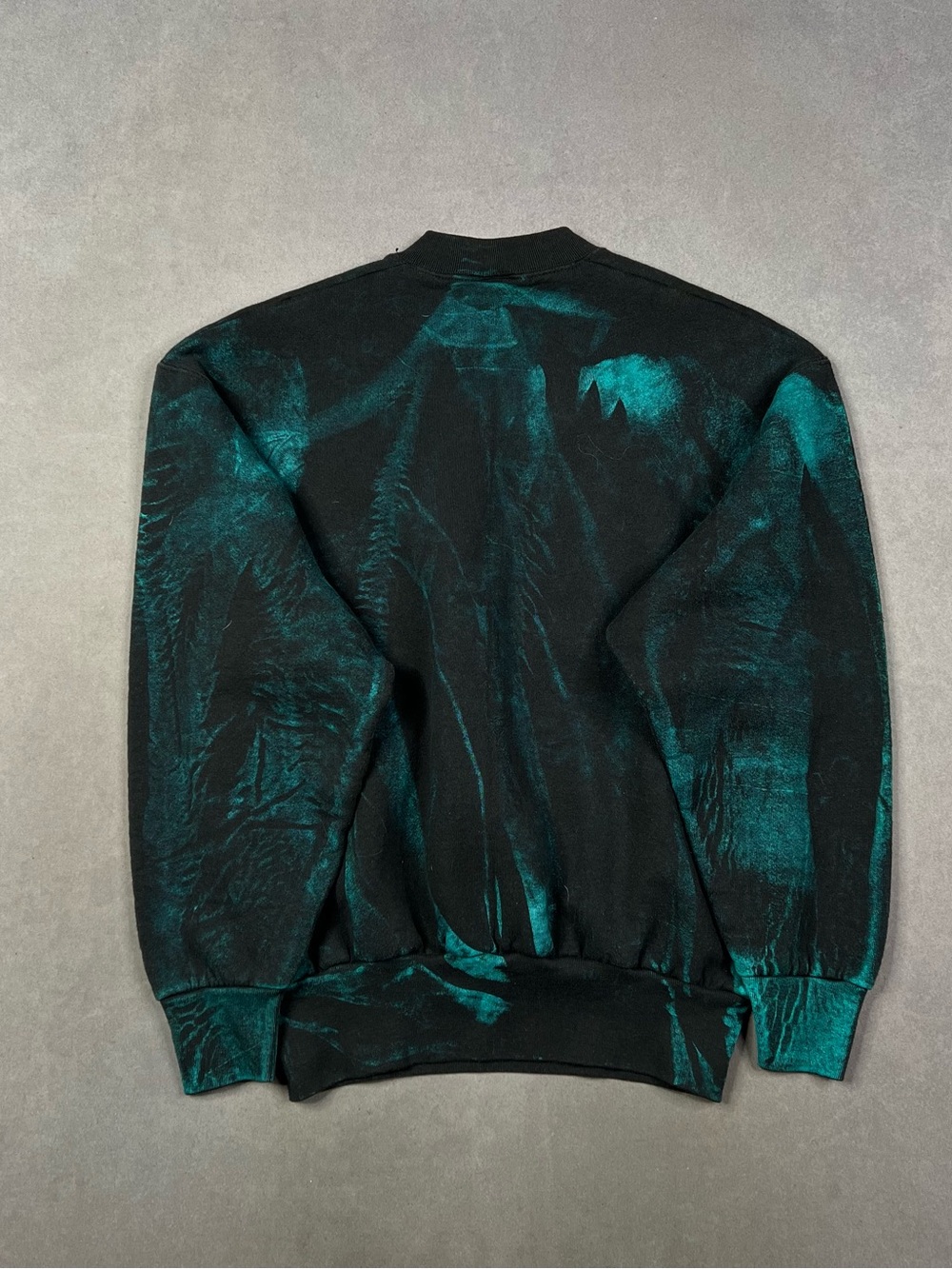 Vintage Black Crewneck Sweatshirt with Bear Graphic and Teal Accents - Picture 2 of 4